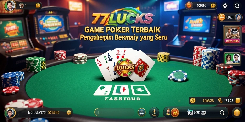 Tampilan gameplay Poker yang seru di 77LUCKS.