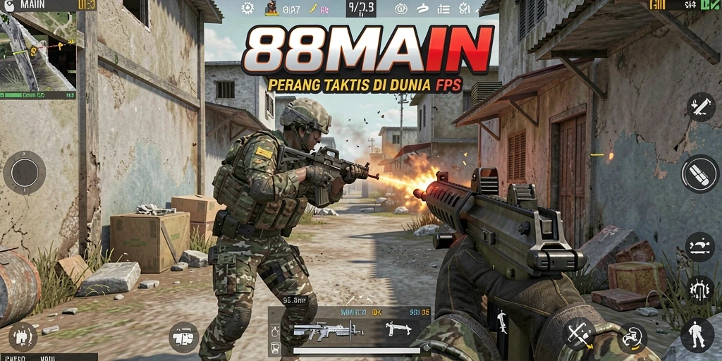 Screenshot utama 88MAIN menampilkan aksi intens dalam gameplay FPS.