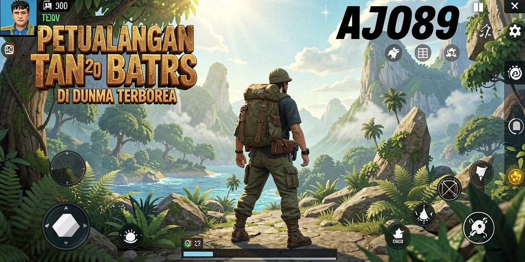 Tampilan gameplay AJO89 di dunia terbuka yang luas dan dinamis.