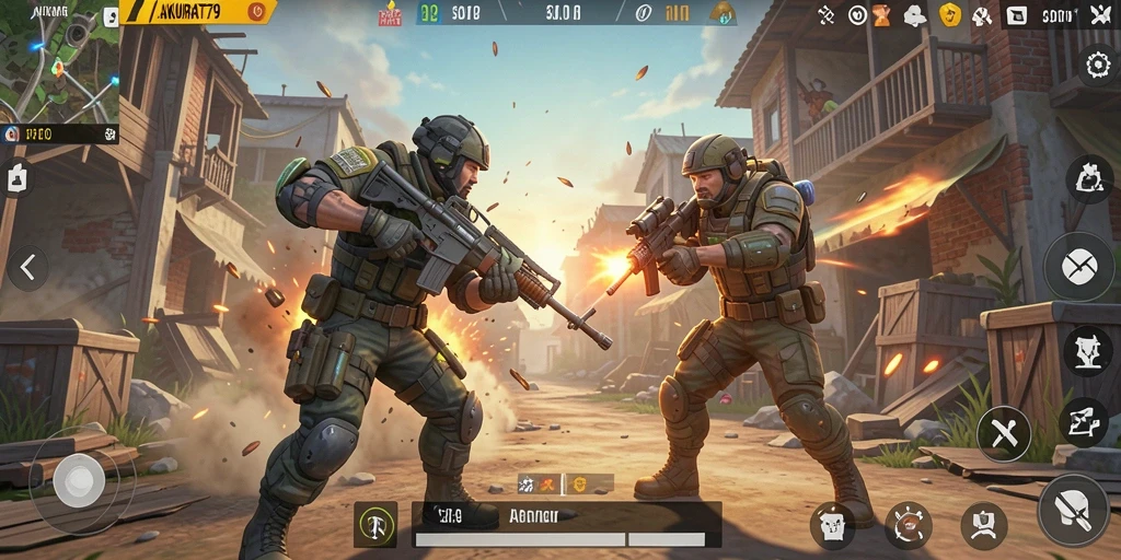 Tampilan gameplay seru dalam AKURAT79 di medan pertempuran.