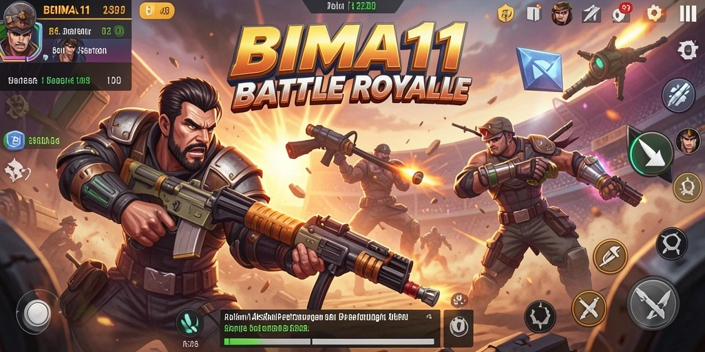 Tampilan seru dari gameplay BIMA11 dalam pertempuran Battle Royale.