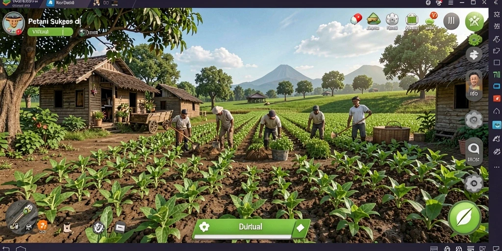 Screenshot dari gameplay D06 yang menampilkan pengalaman bertani.