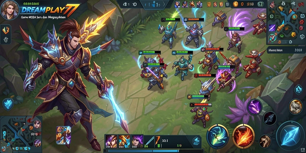 Tangkapan layar menampilkan aksi seru dalam gameplay MOBA.