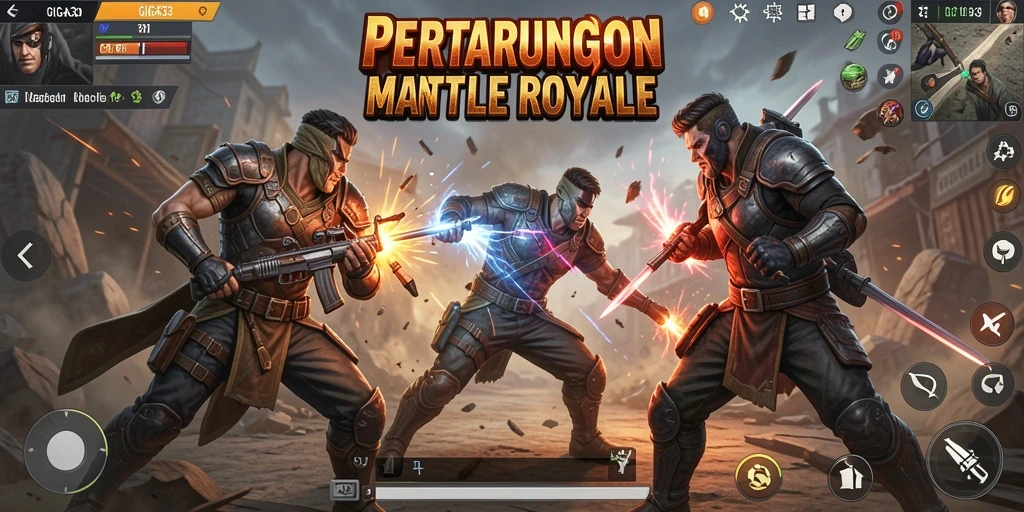 Screenshot GIGA33 menampilkan aksi seru dalam pertempuran Battle Royale.