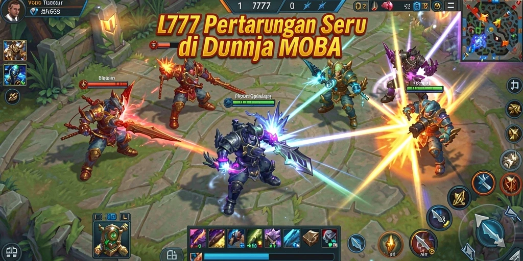Tampilan seru dari gameplay L777 dalam pertempuran MOBA.