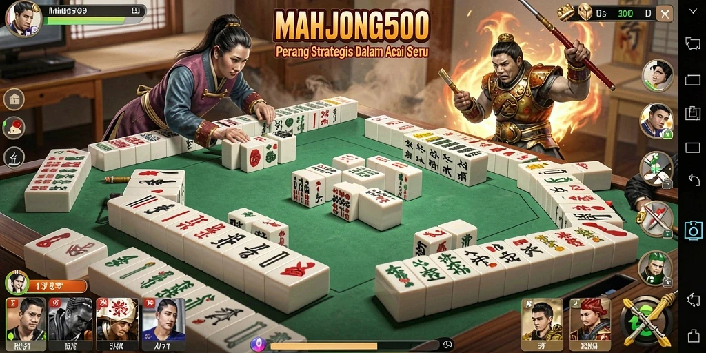 Tangkapan layar menunjukkan aksi mendebarkan dalam MAHJONG500.