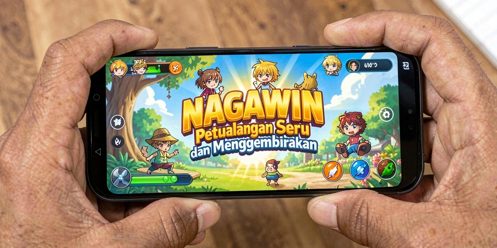 Screenshot gameplay NAGAWIN dengan karakter anime yang menawan.