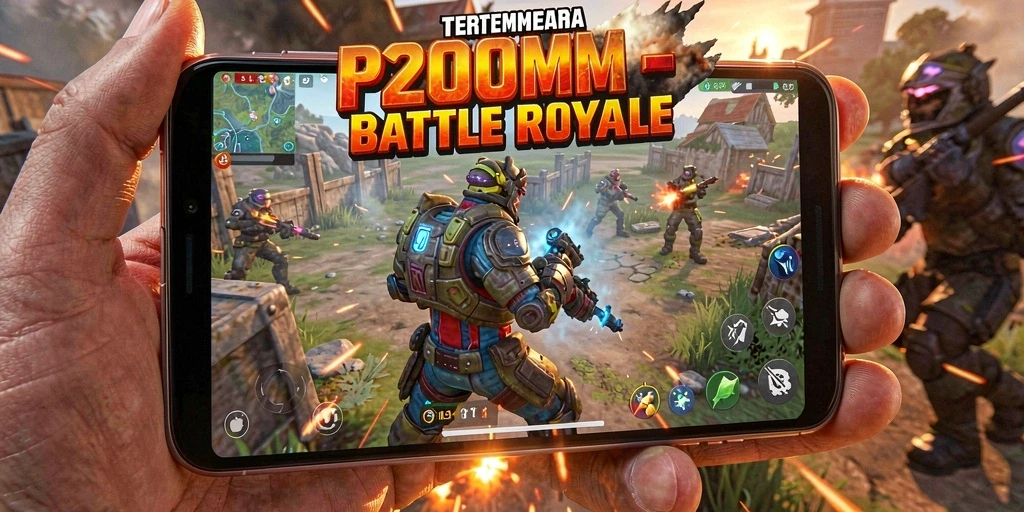 Screenshot P200M menunjukkan pertempuran seru dan grafis menakjubkan.