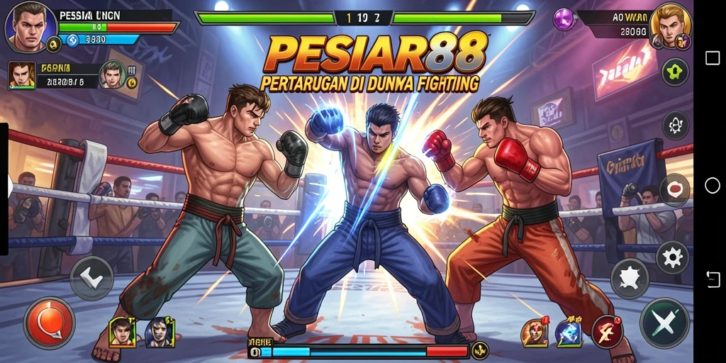 Screenshot PESIAR88 yang menunjukkan aksi pertarungan seru dan dinamis.