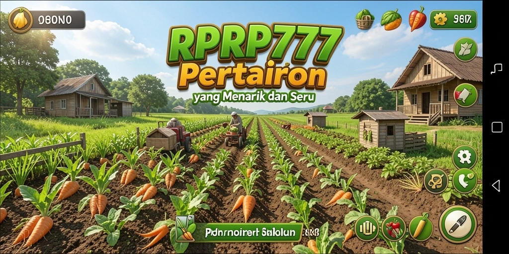 Screenshot gameplay RPRP777 dengan kebun yang hijau dan subur.
