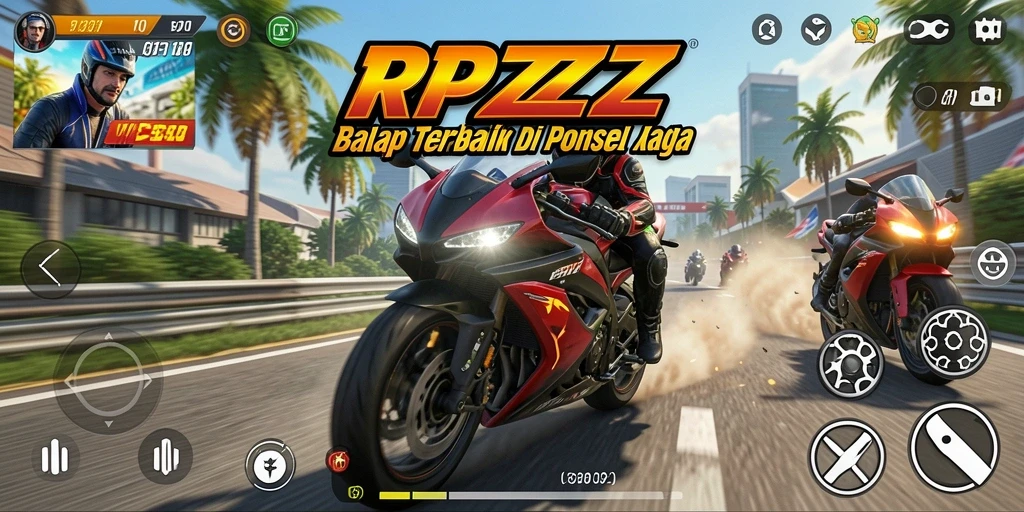 Screenshot RPZZZ menampilkan aksi balap motor yang mendebarkan.