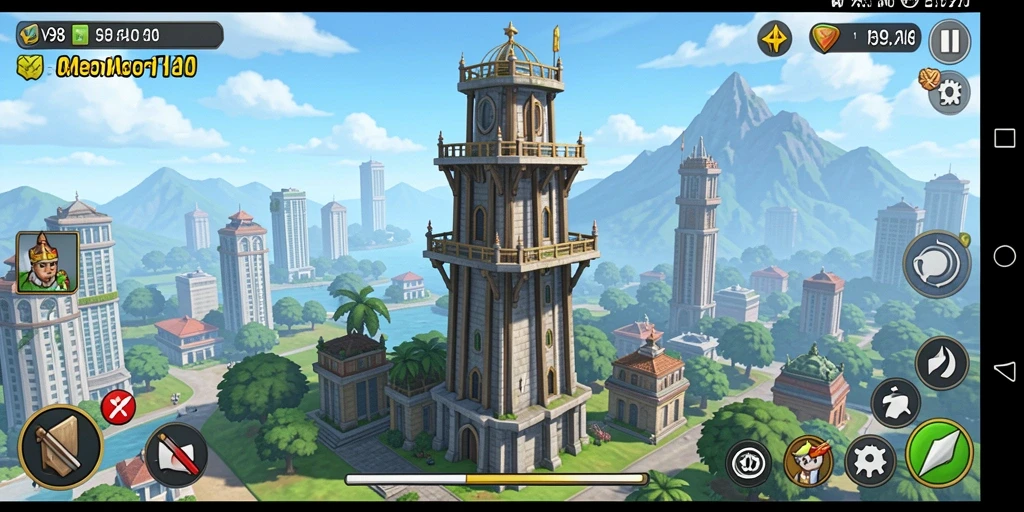 Tangkapan layar V98 menampilkan aksi intens di gameplay Tower Defense.