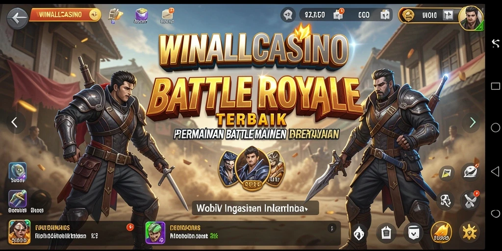 Screenshot gameplay WINALLCASINO menampilkan aksi Battle Royale yang mendebarkan.