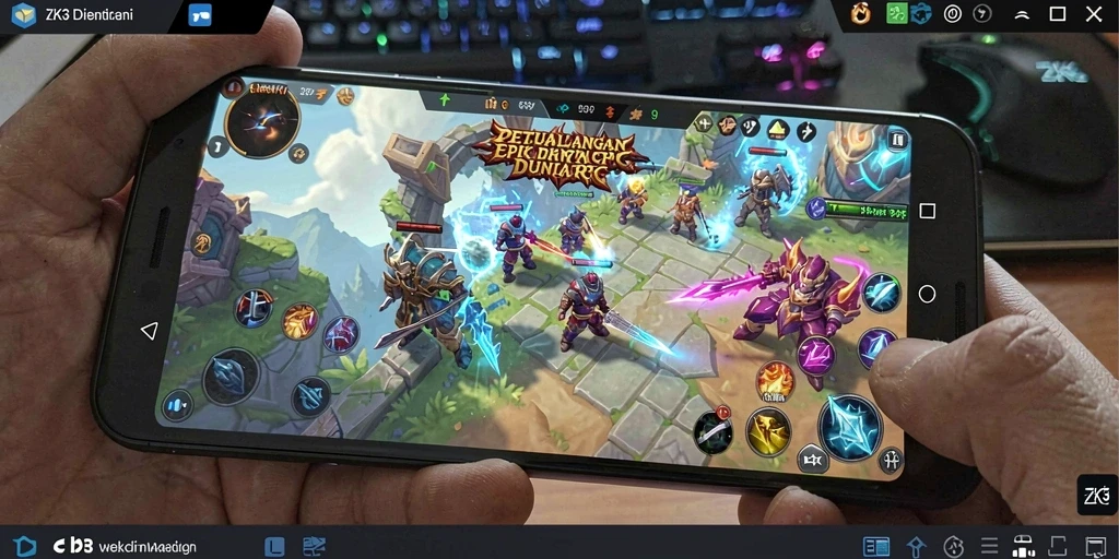 Screenshot gameplay ZK3 menampilkan aksi pertempuran karakter yang mendebarkan.